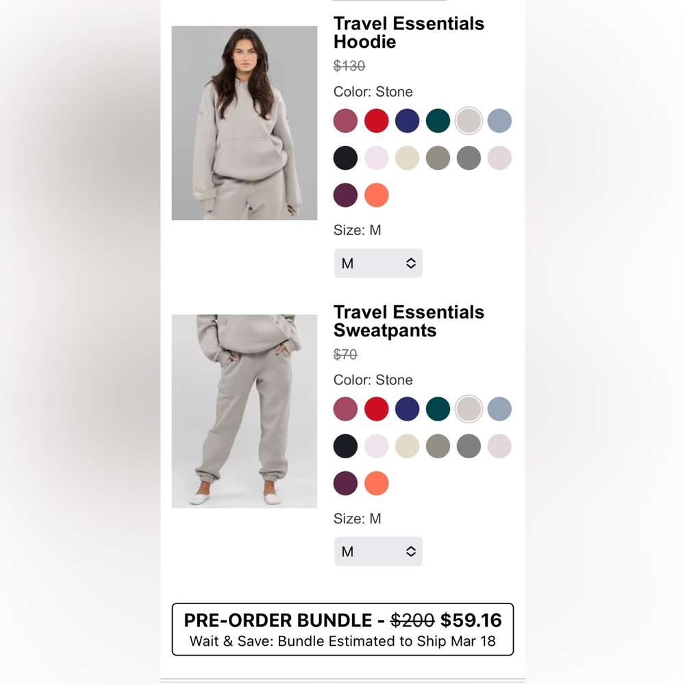 Comfrt Travel Essentials Bundle in Medium. Color Stone